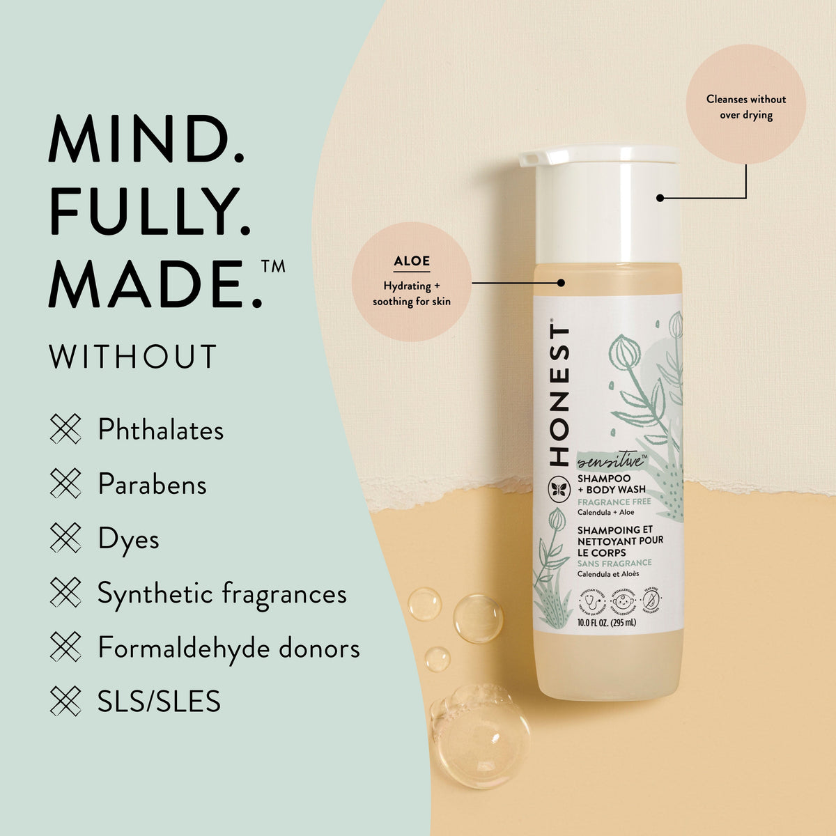 Sensitive 2-In-1 Shampoo and Body Wash, Fragrance Free, 10 Fl Oz