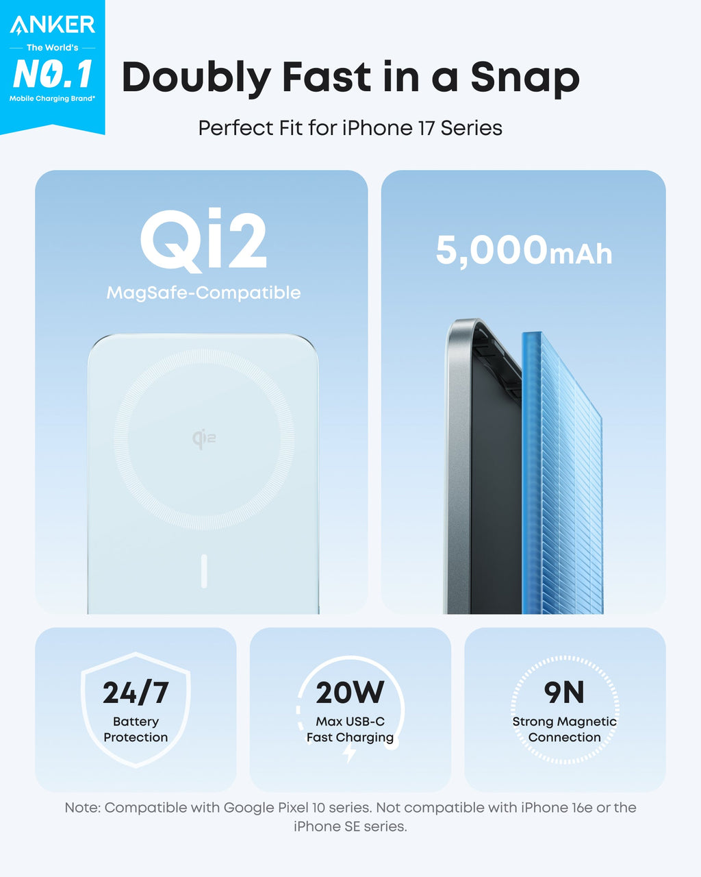 Anker Nano Power Bank (5K, compatible w/ iPhone 17 series and iPhone 18 series