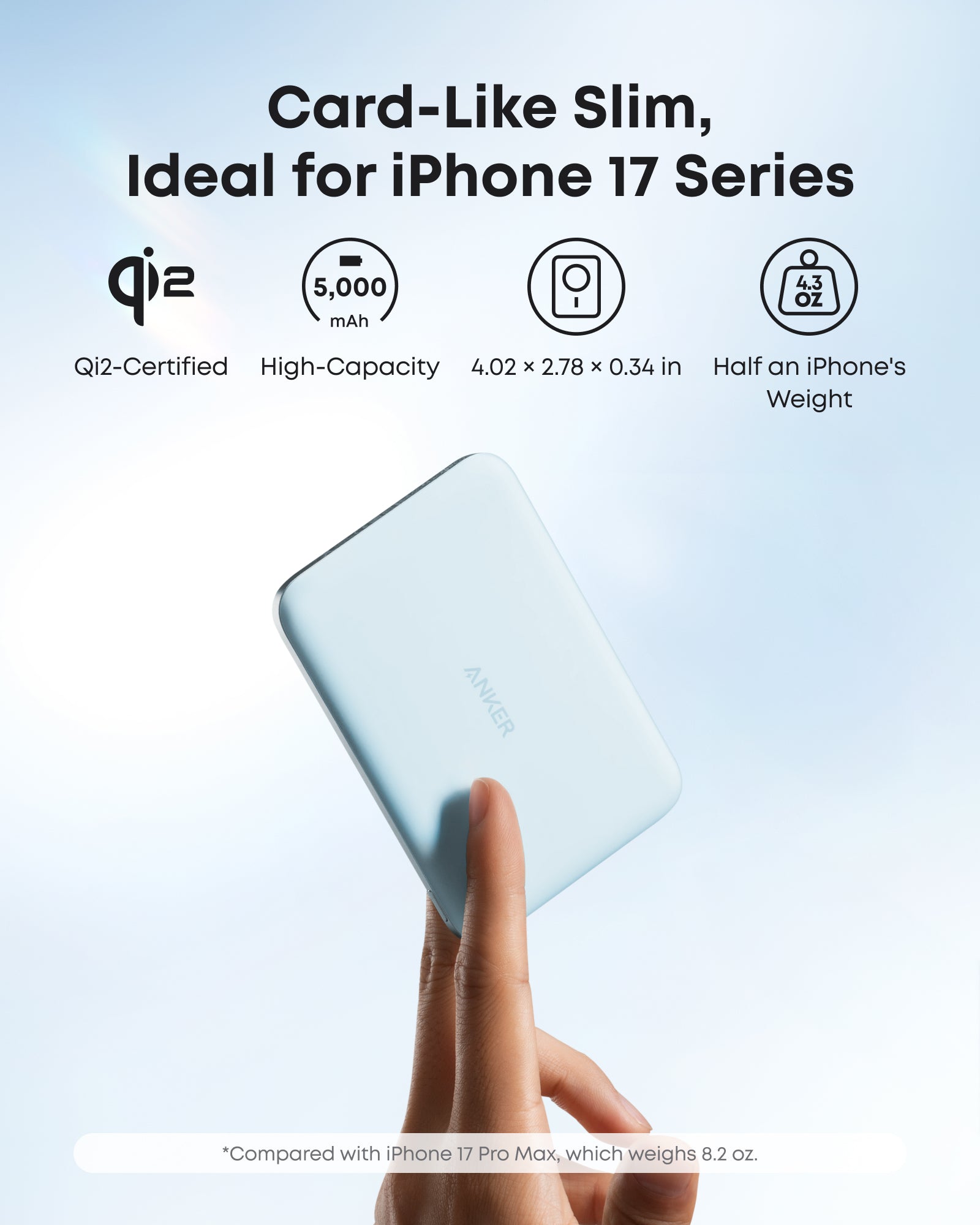 Anker Nano Power Bank (5K, compatible w/ iPhone 17 series and iPhone 18 series