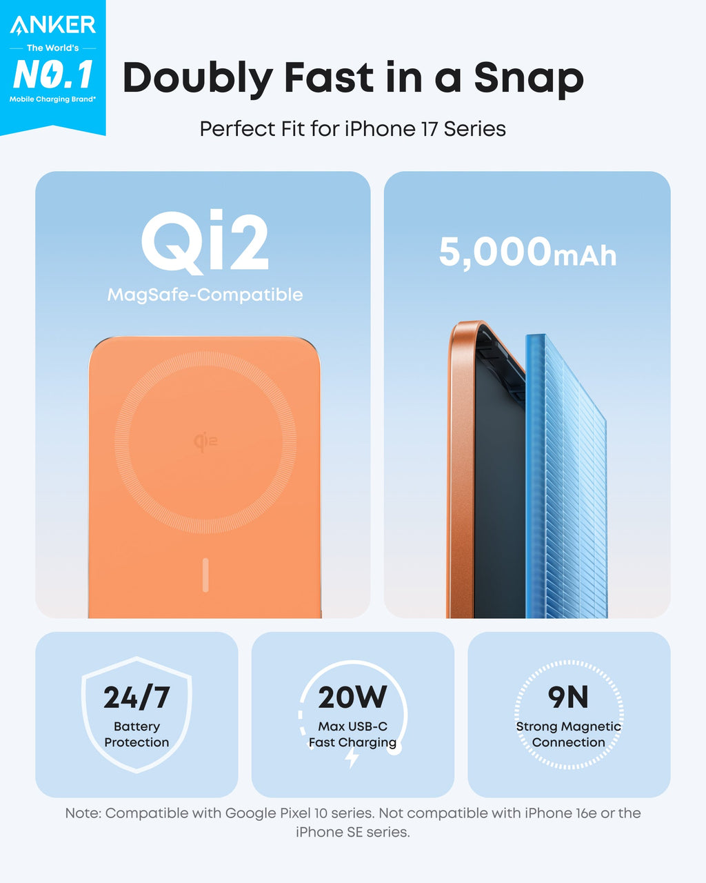Anker Nano Power Bank (5K, compatible w/ iPhone 17 series and iPhone 18 series