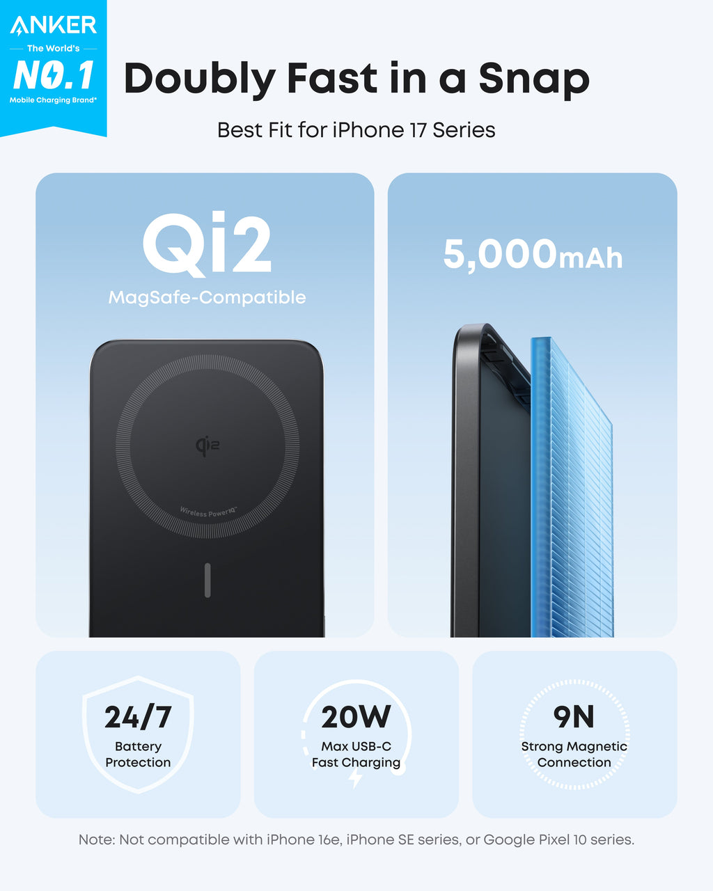 Anker Nano Power Bank (5K, compatible w/ iPhone 17 series and iPhone 18 series
