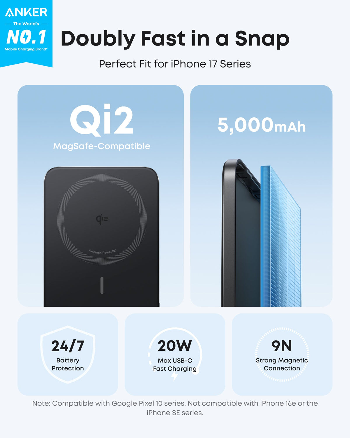 Anker Nano Power Bank (5K, compatible w/ iPhone 17 series and iPhone 18 series