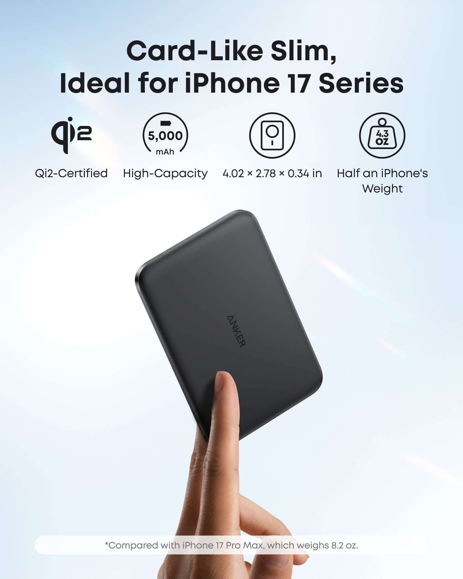 Anker Nano Power Bank (5K, compatible w/ iPhone 17 series and iPhone 18 series