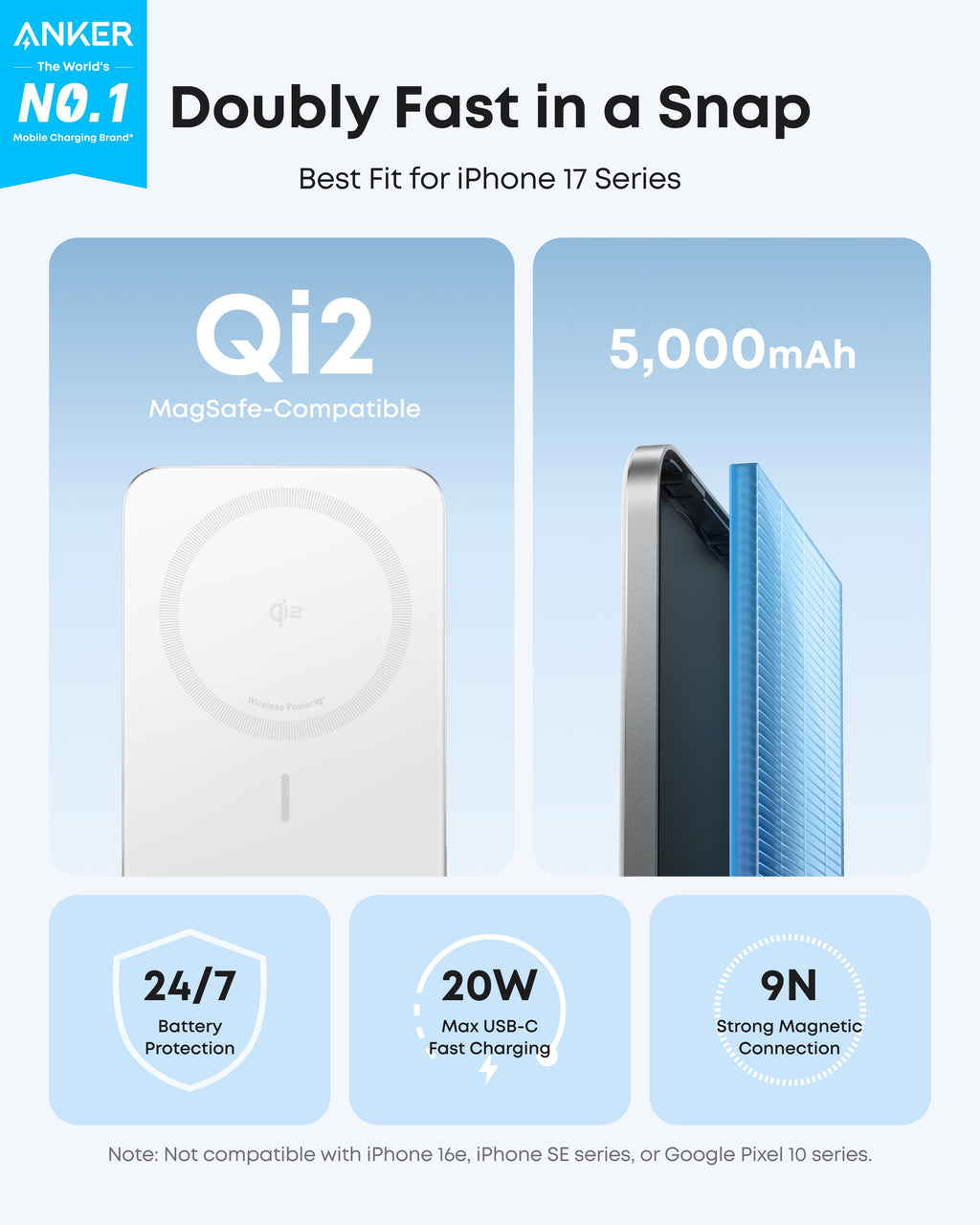Anker Nano Power Bank (5K, compatible w/ iPhone 17 series and iPhone 18 series
