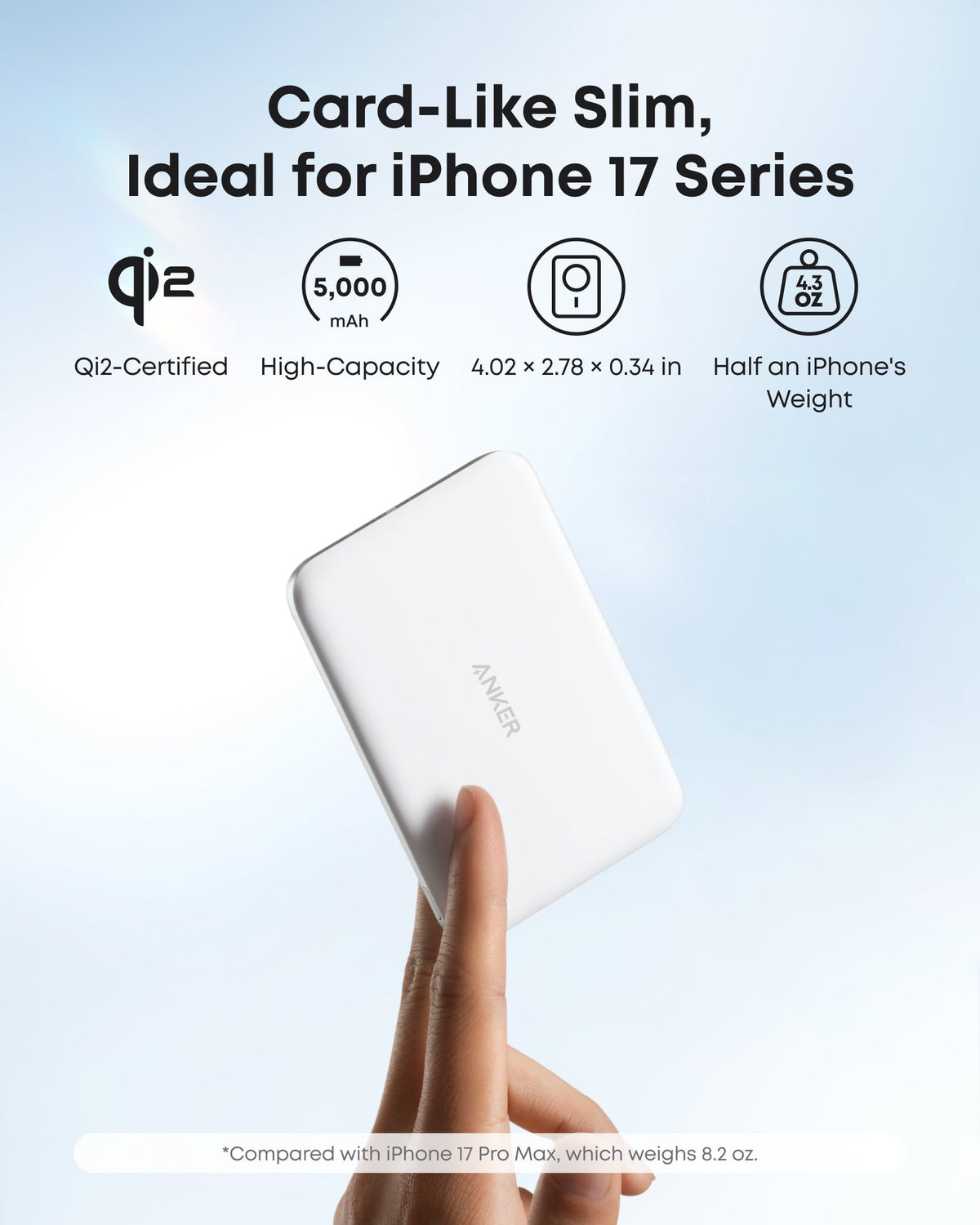 Anker Nano Power Bank (5K, compatible w/ iPhone 17 series and iPhone 18 series