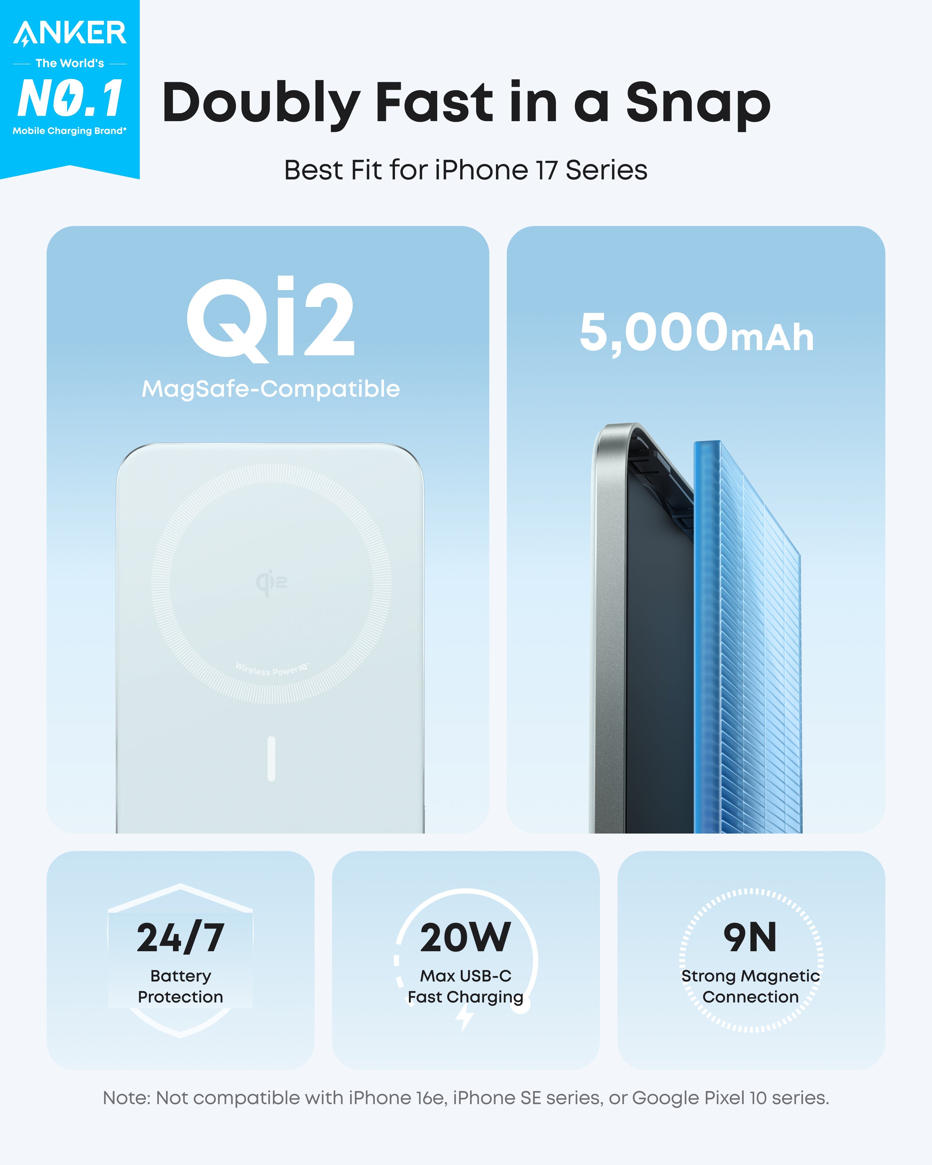 Anker Nano Power Bank (5K, compatible w/ iPhone 17 series and iPhone 18 series
