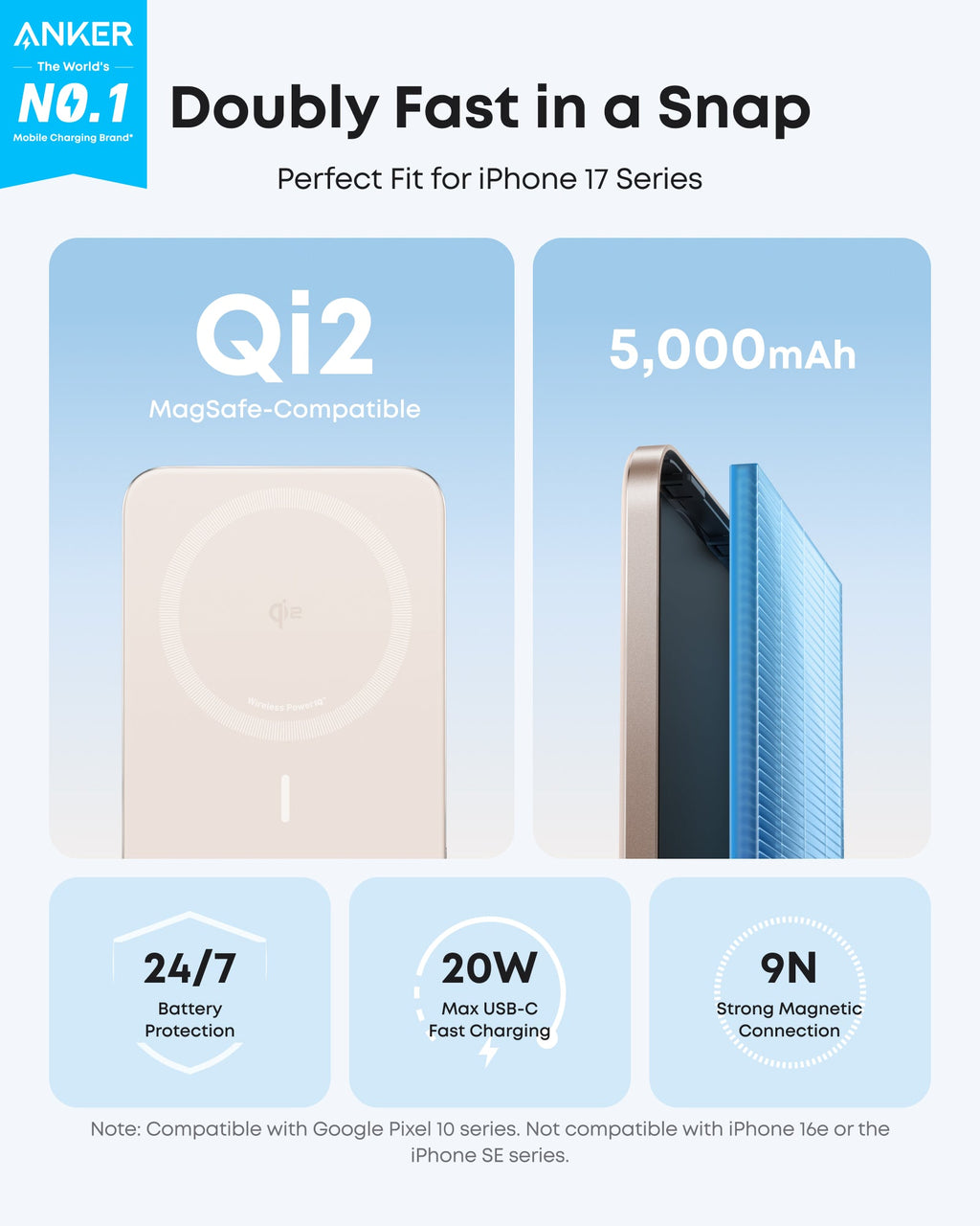 Anker Nano Power Bank (5K, compatible w/ iPhone 17 series and iPhone 18 series
