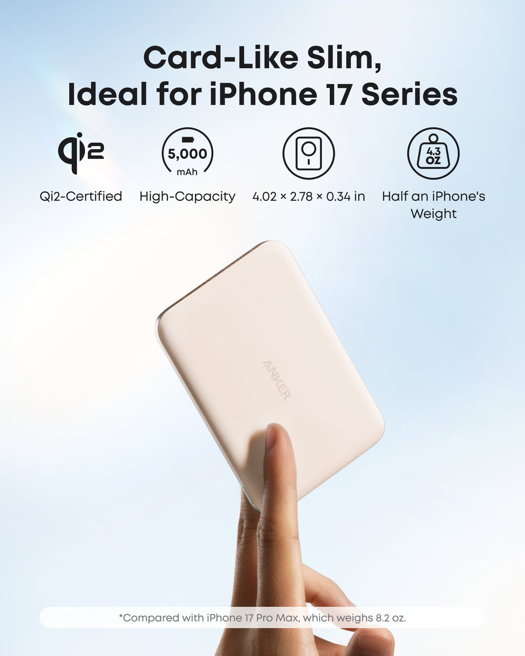 Anker Nano Power Bank (5K, compatible w/ iPhone 17 series and iPhone 18 series