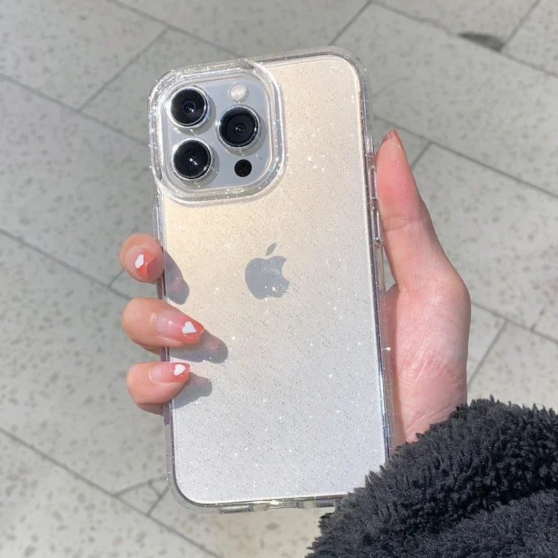 Luxury Glitter Bumper Bling Clear Case for IPhone 15 14 13 12 11 Pro Max Mini X XS Max XR 7 8 Plus 16 Pro Silicone Acrylic Cover
